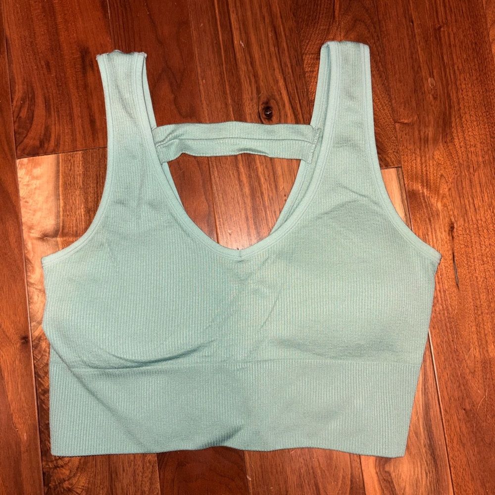 90 Degree By Reflex Ribbed Sports Bralette in Light Mint